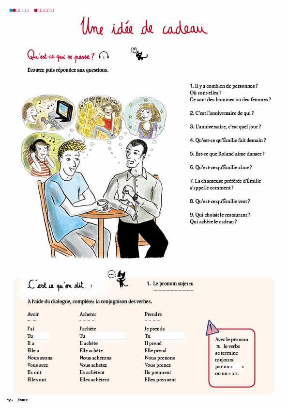 エコールサンパのフランス語教材「C'est sympa livret 2」の12ページ目